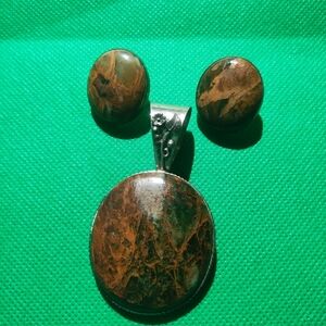Jay King DTR mine finds large Jasper reversible pendant earrings set 925